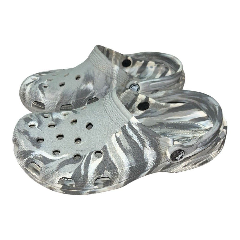 Crocs Classic 6W/4M‎ Marbled Clogs Grey/White Swirl Unisex Slip On Comfort Shoes
